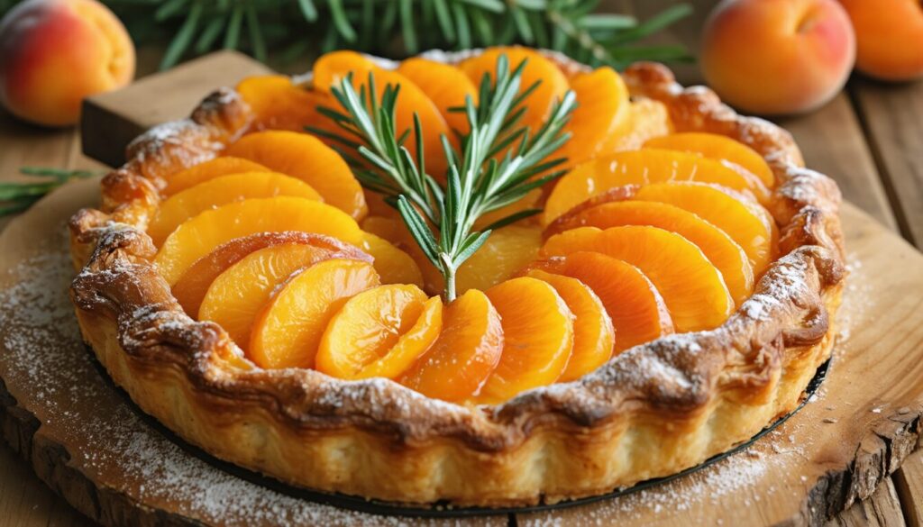 Découvrez la tarte rustique abricots-romarin : un mariage inattendu entre douceur et herbes qui éveille les papilles