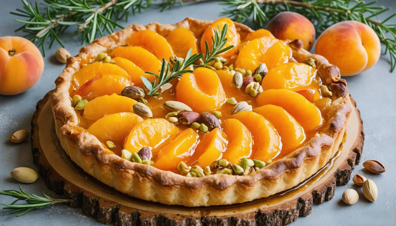 découvrez la tarte rustique abricots-romarin, une délicieuse fusion entre la douceur des abricots et la fragrance du romarin. laissez-vous surprendre par ce dessert original qui éveille vos papilles à chaque bouchée.