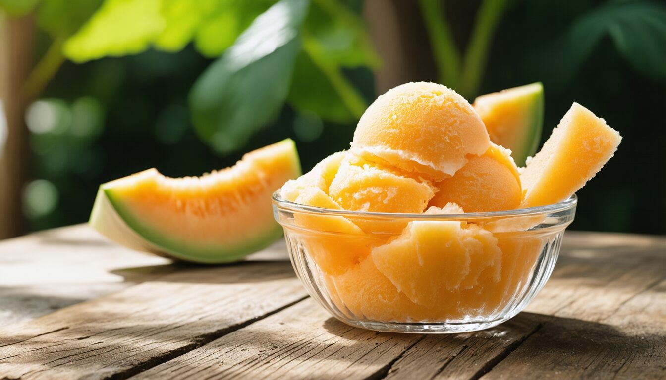 découvrez notre recette de sorbet au melon express, une douceur rafraîchissante parfaite pour lutter contre la canicule. réalisé avec seulement 3 ingrédients et sans aucun matériel nécessaire, ce délice fruité saura vous désaltérer tout en simplicité !