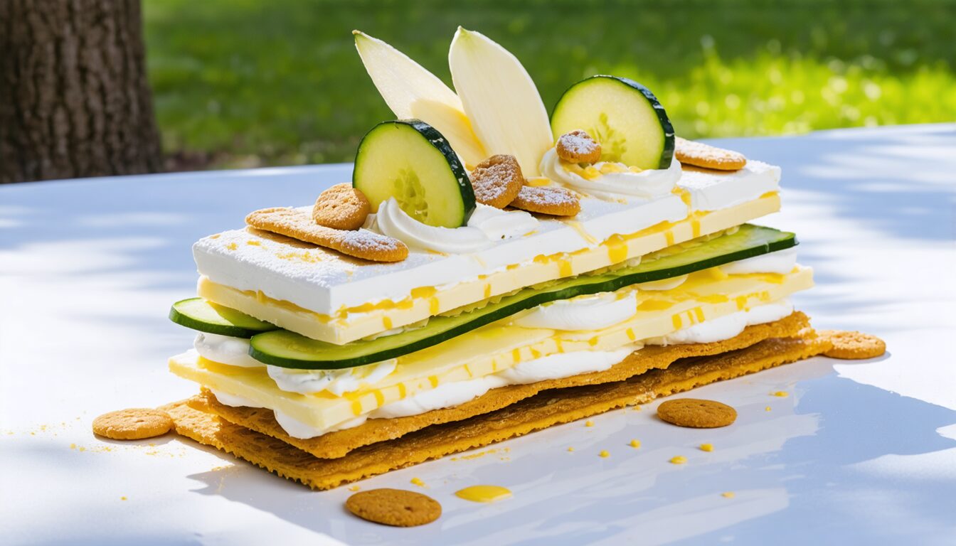 découvrez un dessert innovant avec ce millefeuille glacé à la courgette, une surprise gourmande qui éveillera vos papilles. alliant fraîcheur et originalité, ce délice sucré est parfait pour impressionner vos invités et revisiter vos idées de desserts. ne manquez pas cette expérience culinaire unique!