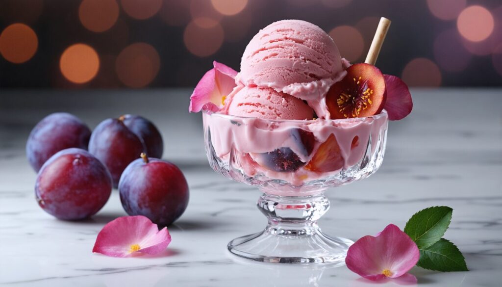 Une crème glacée à l’eau de rose et aux prunes qui émerveille les réseaux sociaux : une douceur élégante et rafraîchissante