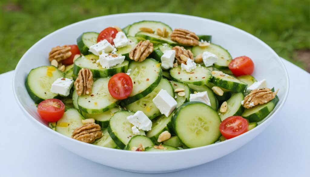 Une salade de concombres revigorante pour les journées ensoleillées : fraîche, croquante et prête en un éclair