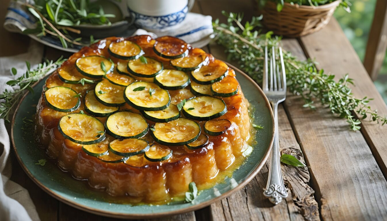 savourez la tarte tatin aux courgettes, une recette originale et gourmande qui revisite l’accompagnement traditionnel et remplace parfaitement le gratin pour surprendre vos convives.