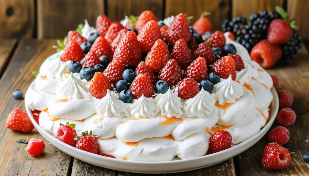 Découvrez mon dessert estival incontournable : la pavlova aux fruits rouges et au fromage frais