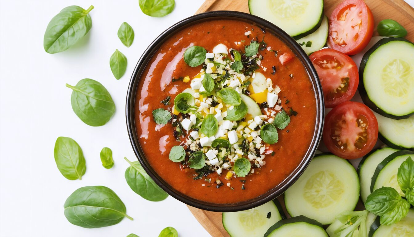 découvrez une recette de gaspacho tomate-concombre ultra-fraîche et savoureuse qui ne manquera pas de séduire vos papilles. parfaite pour l'été, cette soupe froide allie simplicité et goût pour un moment de fraîcheur inoubliable.