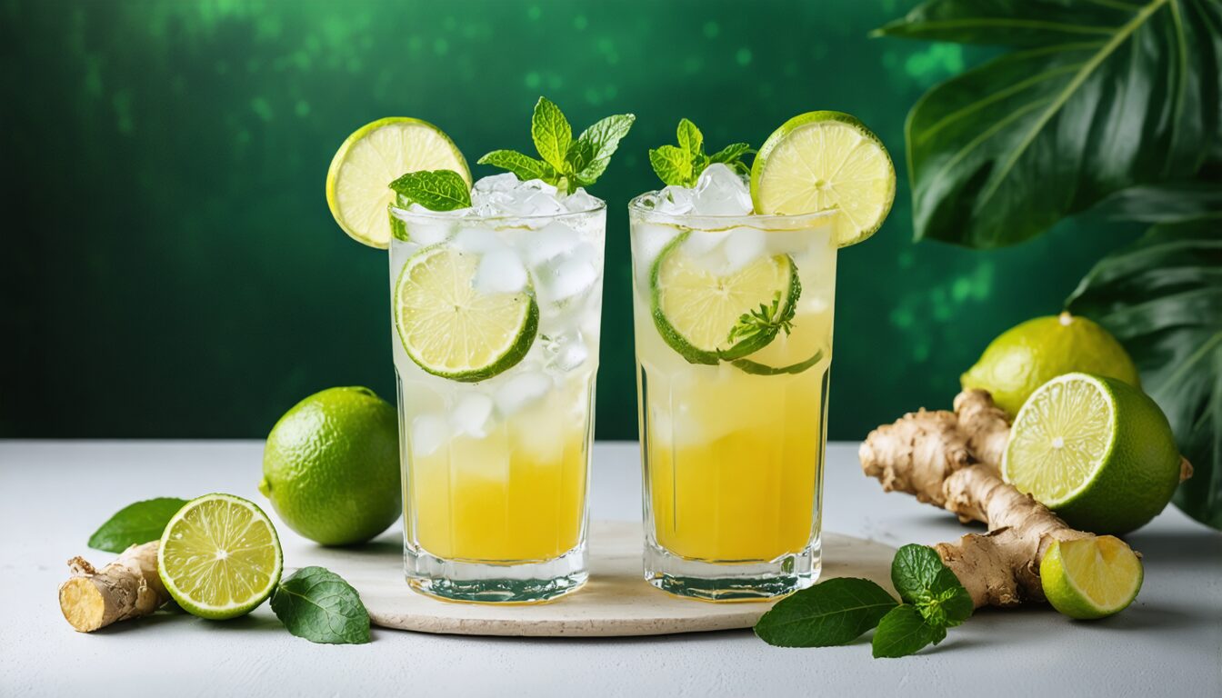 découvrez le ginger lime fizz, un cocktail pétillant et rafraîchissant aux saveurs de gingembre et de citron vert, parfait pour s'évader vers des contrées tropicales le temps d'une dégustation.