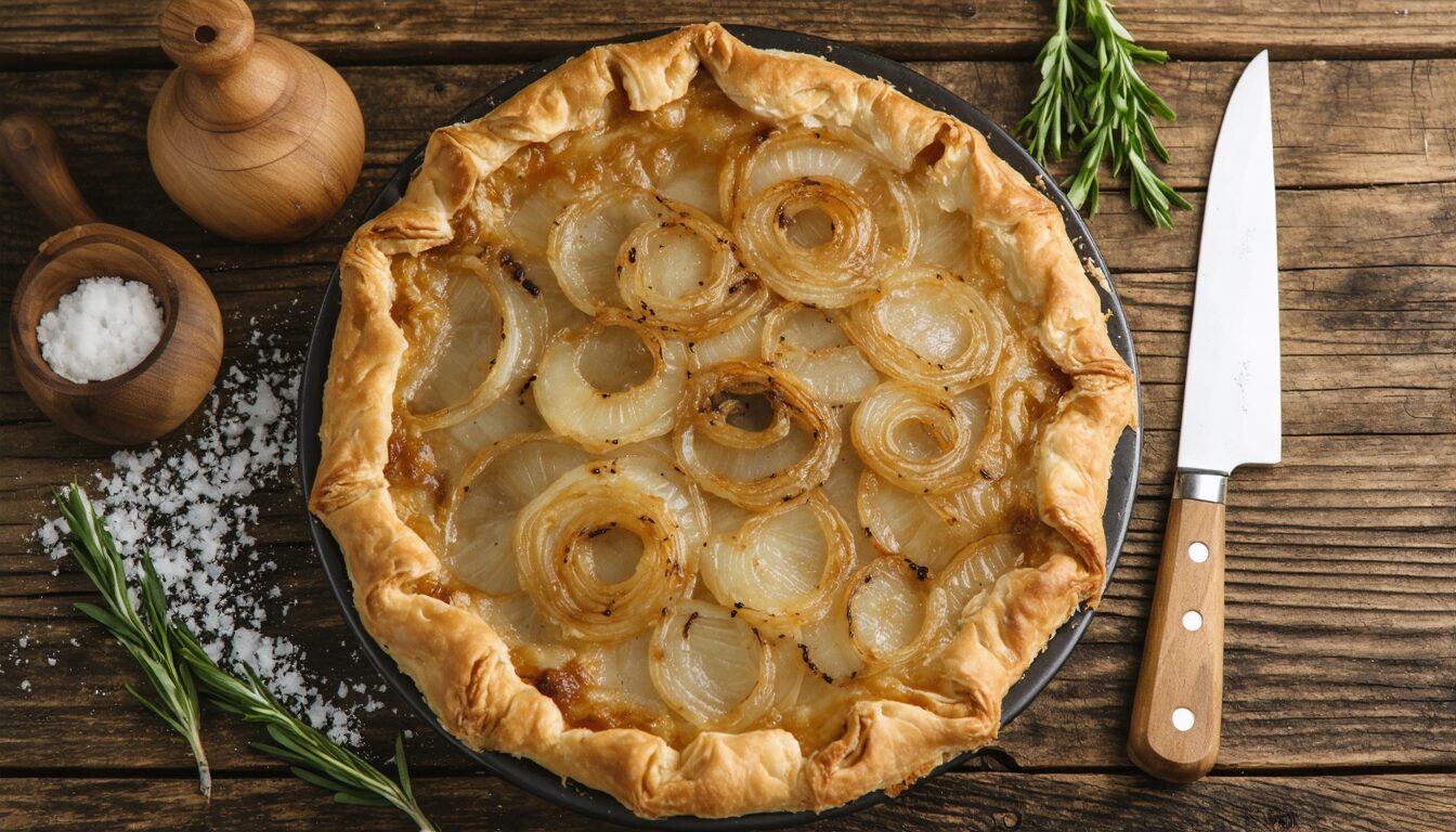 découvrez la tarte à l'oignon, une recette simple et savoureuse qui ravira toute la famille. facile à réaliser, elle séduit par son goût authentique et sa douceur incomparable !