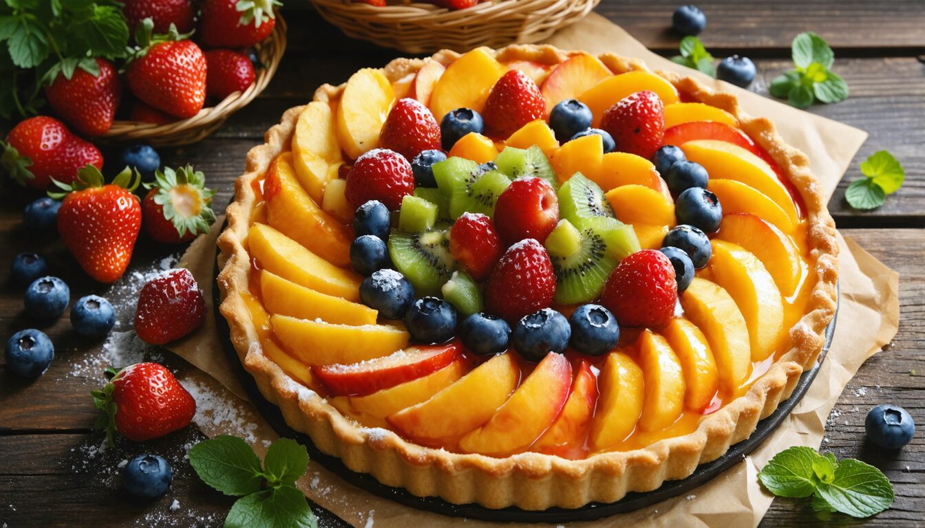 découvrez notre recette de tarte aux fruits estivale : une pâte fondante garnie de fruits frais, colorée et pleine de saveurs, parfaite pour vos desserts d'été.