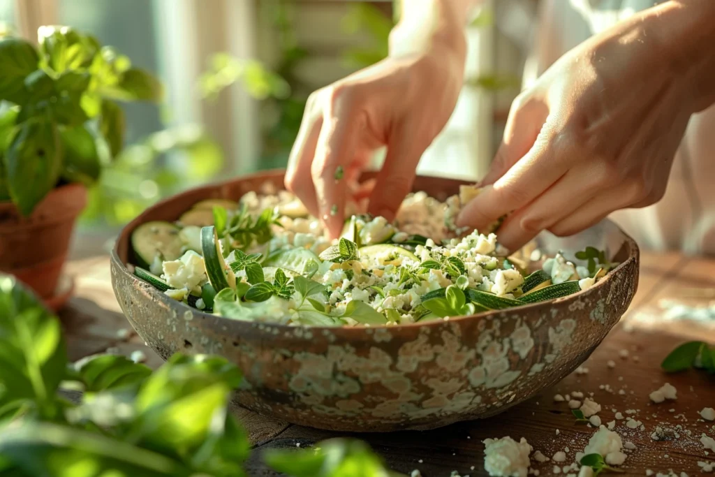 Crumble de courgette et feta : une recette estivale rapide et délicieuse à préparer en seulement 20 minutes